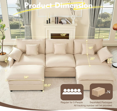 U-Shaped Modular Cloud Sofa
