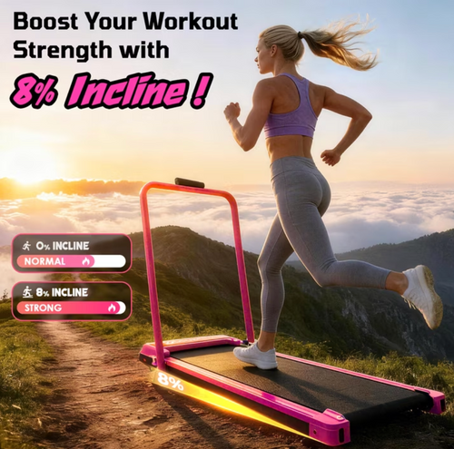 Walking Pad Treadmill with Handle Bar & Adjustable Incline