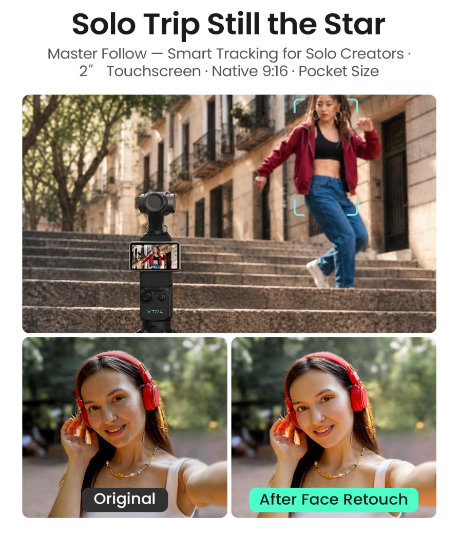 4K Pocket Vlogging Camera with 3-Axis Gimbal