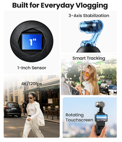 4K Pocket Vlogging Camera with 3-Axis Gimbal
