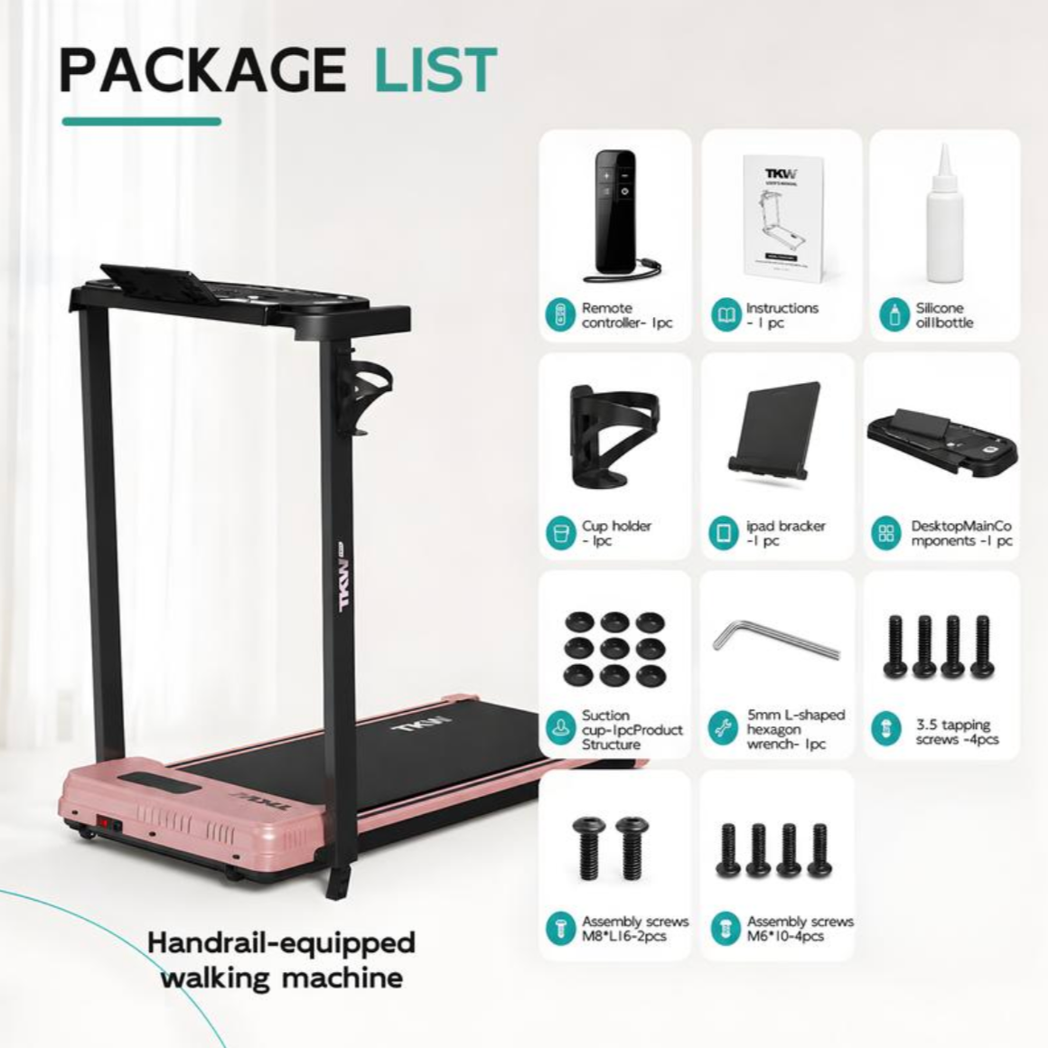 3-in-1 Walking Pad Treadmill with Foldable Handle