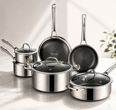 10-Piece Non-Stick Stainless Steel Cookware Set
